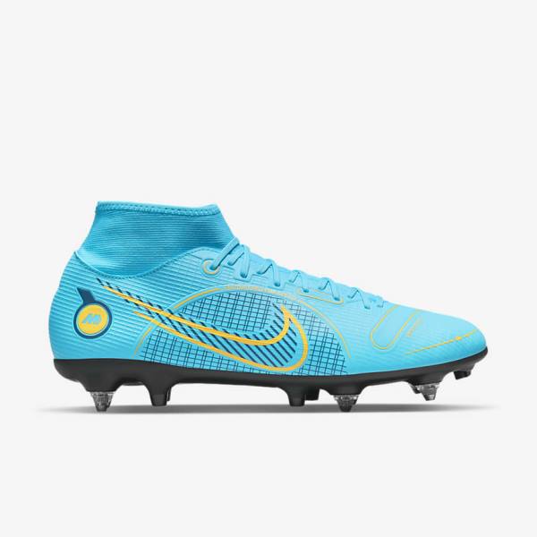 Blue / Orange Nike Mercurial Superfly 8 Academy SG-PRO Anti-Clog Traction Soft-Grounds Women's Football Shoes | NK752VOK