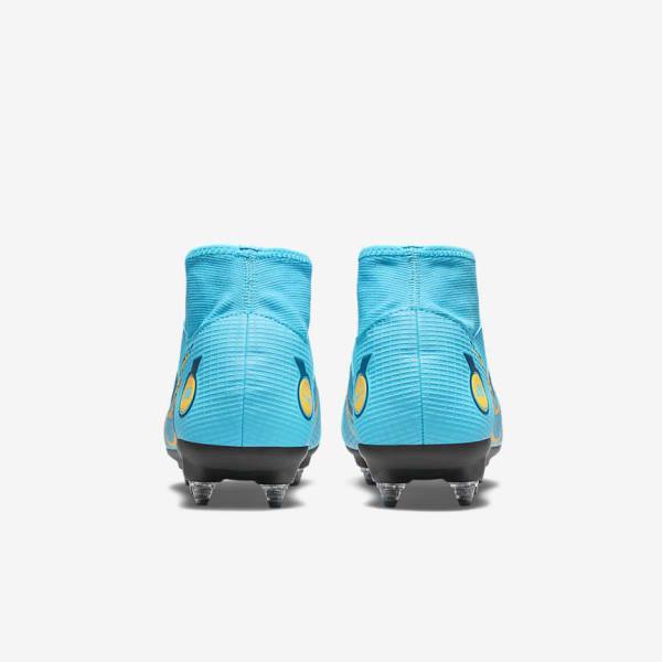 Blue / Orange Nike Mercurial Superfly 8 Academy SG-PRO Anti-Clog Traction Soft-Grounds Women's Football Shoes | NK752VOK