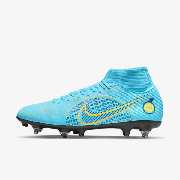 Blue / Orange Nike Mercurial Superfly 8 Academy SG-PRO Anti-Clog Traction Soft-Grounds Women\'s Football Shoes | NK752VOK