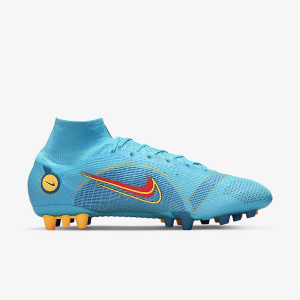 Blue / Orange Nike Mercurial Superfly 8 Elite AG Artificial-Grasss Men's Football Shoes | NK783XIM