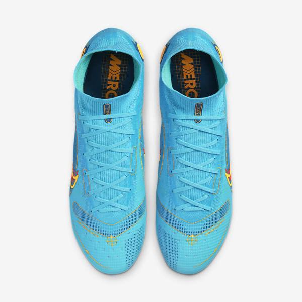 Blue / Orange Nike Mercurial Superfly 8 Elite AG Artificial-Grasss Men's Football Shoes | NK783XIM