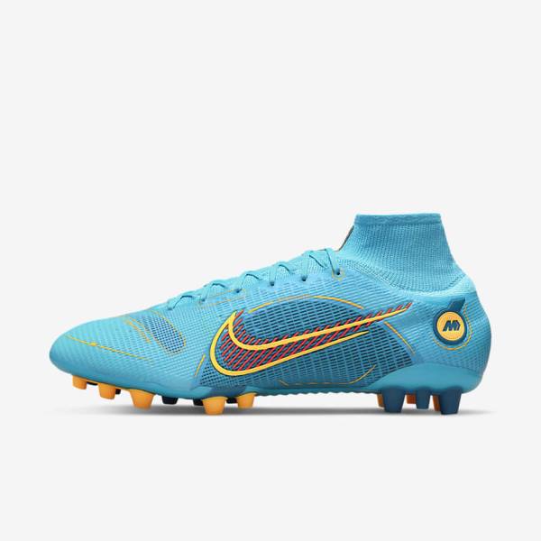 Blue / Orange Nike Mercurial Superfly 8 Elite AG Artificial-Grasss Men\'s Football Shoes | NK783XIM