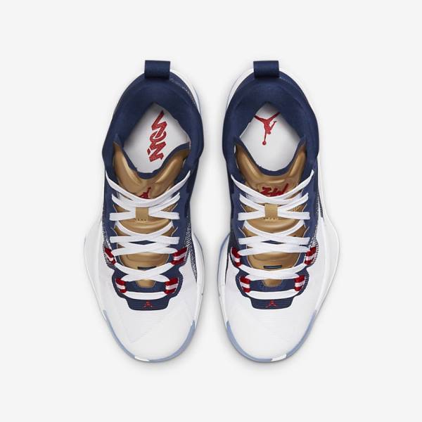 Blue / White / Metal Gold / Red Nike Zion 1 Older Kids' Sneakers | NK362DKH