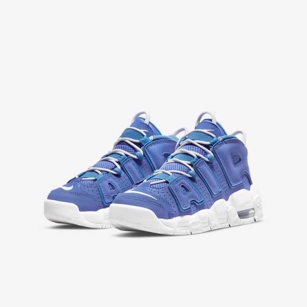 Blue / White Nike Air More Uptempo Older Kids' Sneakers | NK347JTR