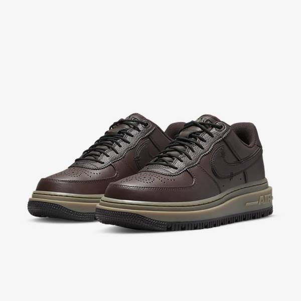 Brown / Black / Dark Brown Nike Air Force 1 Luxe Men's Sneakers | NK548JQT