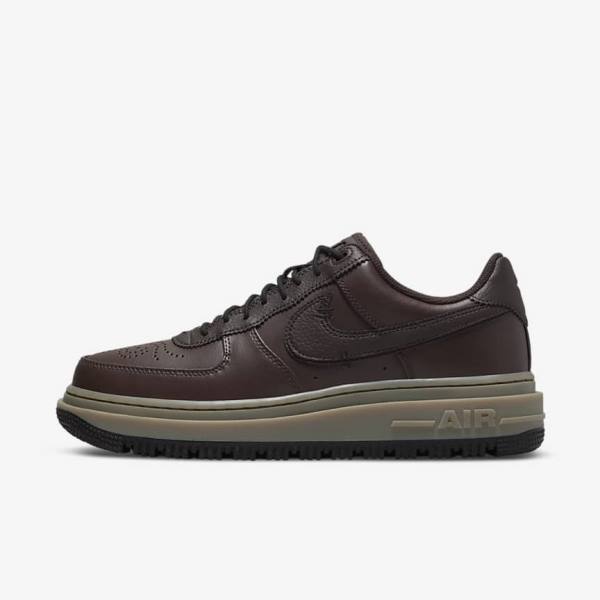 Brown / Black / Dark Brown Nike Air Force 1 Luxe Men\'s Sneakers | NK548JQT