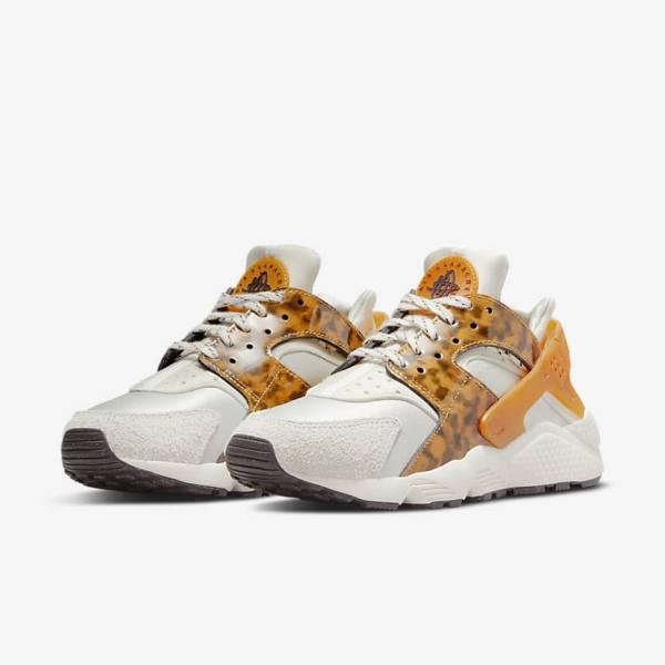 Brown / Light Beige / Yellow Nike Air Huarache Women's Sneakers | NK589EYM