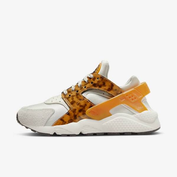 Brown / Light Beige / Yellow Nike Air Huarache Women\'s Sneakers | NK589EYM