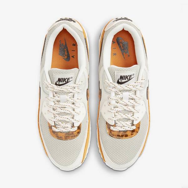 Brown / Light Beige / Yellow Nike Air Max 90 Women's Sneakers | NK409AJV