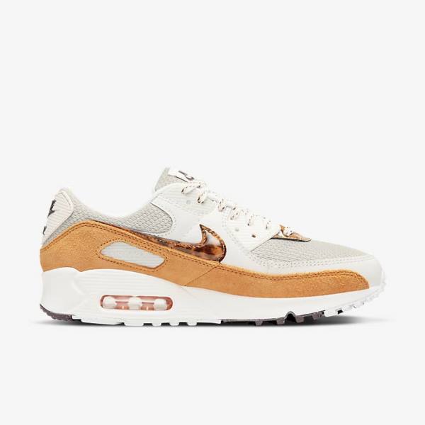 Brown / Light Beige / Yellow Nike Air Max 90 Women\'s Sneakers | NK409AJV