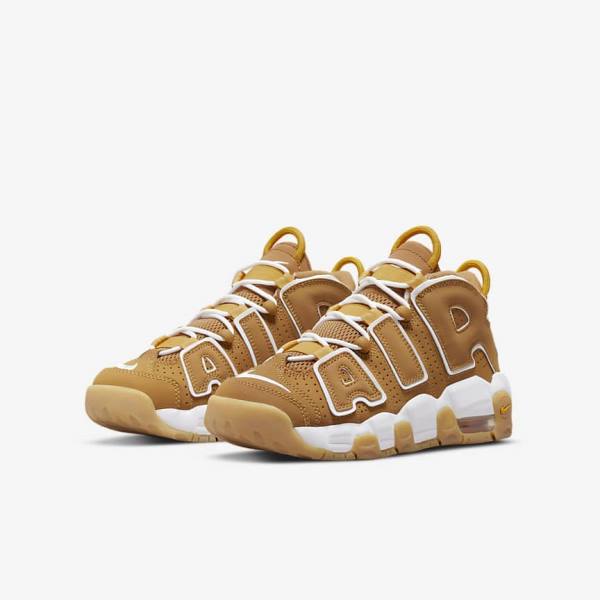 Brown / Light Brown / White Nike Air More Uptempo Older Kids' Sneakers | NK745UWP