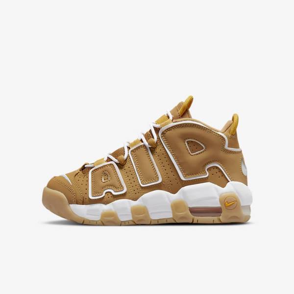 Brown / Light Brown / White Nike Air More Uptempo Older Kids\' Sneakers | NK745UWP