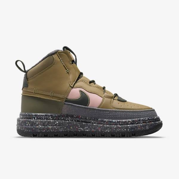 Brown / Olive / Pink Nike Air Force 1 Boot Men's Sneakers | NK728AZW