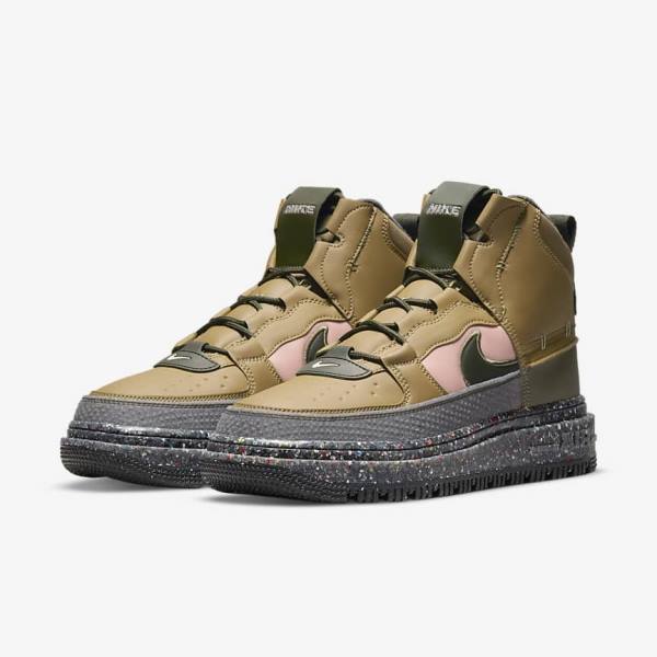 Brown / Olive / Pink Nike Air Force 1 Boot Men's Sneakers | NK728AZW