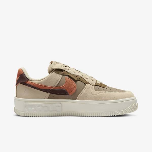 Burgundy / Khaki Nike Air Force 1 Fontanka Women's Sneakers | NK540SDH