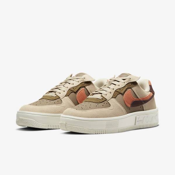 Burgundy / Khaki Nike Air Force 1 Fontanka Women's Sneakers | NK540SDH