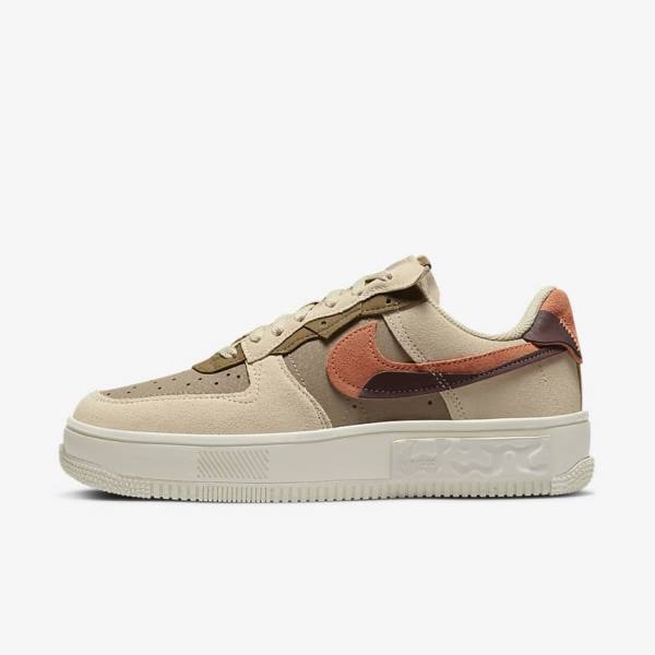 Burgundy / Khaki Nike Air Force 1 Fontanka Women\'s Sneakers | NK540SDH