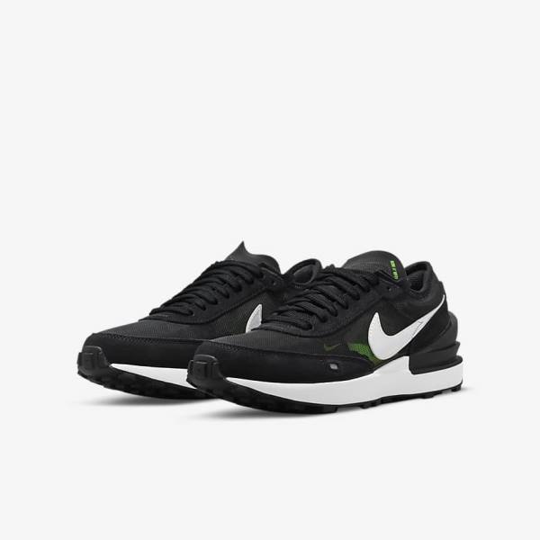 Dark Grey / Black / Green Nike Waffle One Older Kids' Sneakers | NK036TVB