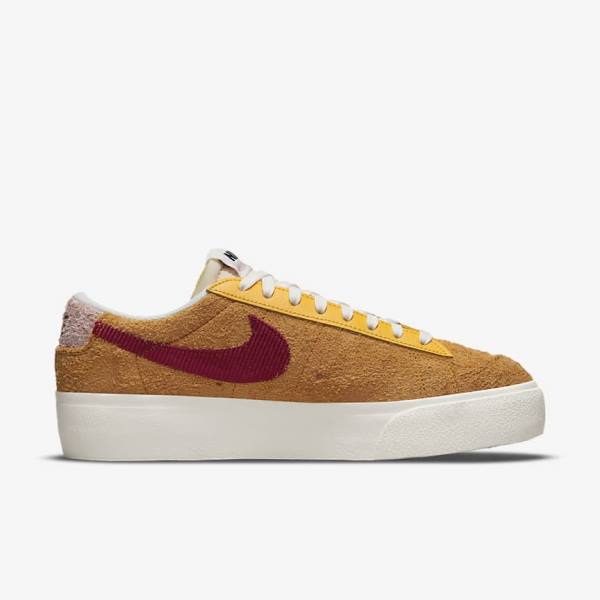 Gold / Pink / Burgundy Nike Blazer Low Platform Women's Sneakers | NK130GAB