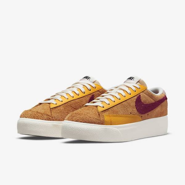 Gold / Pink / Burgundy Nike Blazer Low Platform Women's Sneakers | NK130GAB