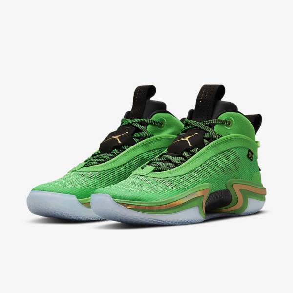 Green / Black / Light Green / Metal Gold Nike Air Jordan XXXVI Men's Jordan Shoes | NK165FOK