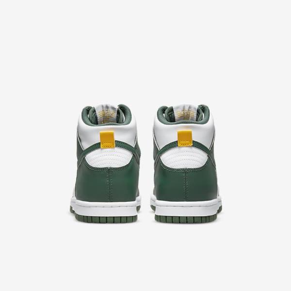 Green / Gold / White Nike Dunk High Older Kids' Sneakers | NK187SDZ