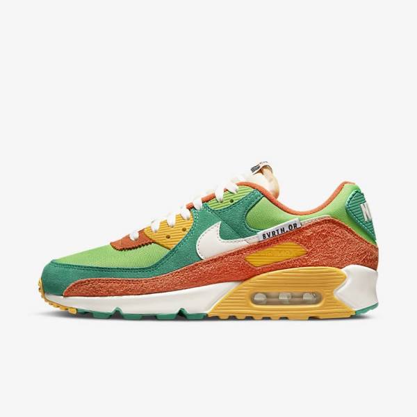 Green / Orange / Green Nike Air Max 90 SE Men\'s Sneakers | NK039EYT