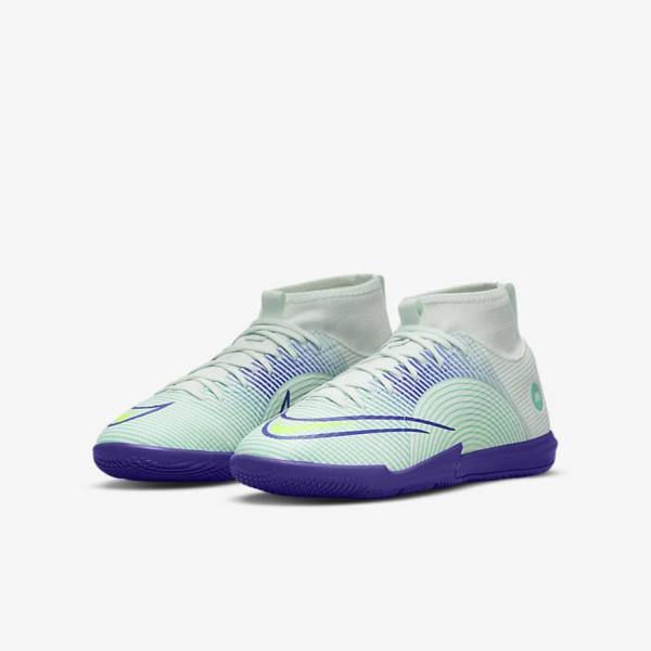 Green / Purple / Green Nike Jr. Mercurial Dream Speed Superfly 8 Academy IC Indoor Court Kids' Football Shoes | NK586WBS