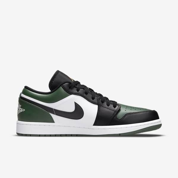 Green / White / Black Nike Air Jordan 1 Low Men's Jordan Shoes | NK025ZIQ