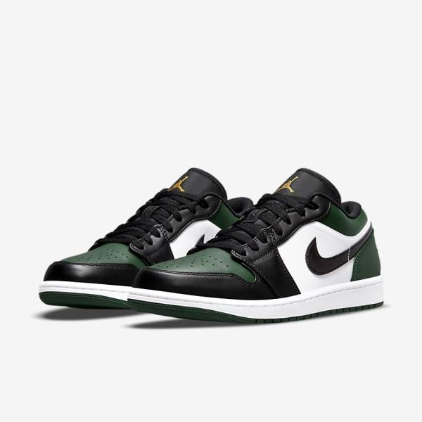 Green / White / Black Nike Air Jordan 1 Low Men's Jordan Shoes | NK025ZIQ