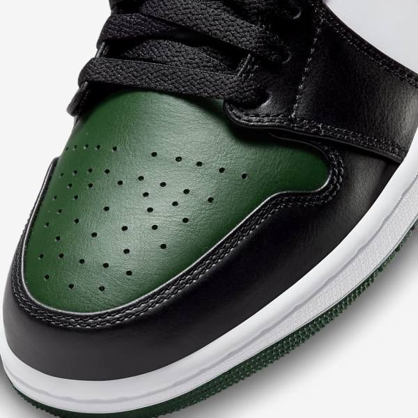 Green / White / Black Nike Air Jordan 1 Low Men's Jordan Shoes | NK025ZIQ