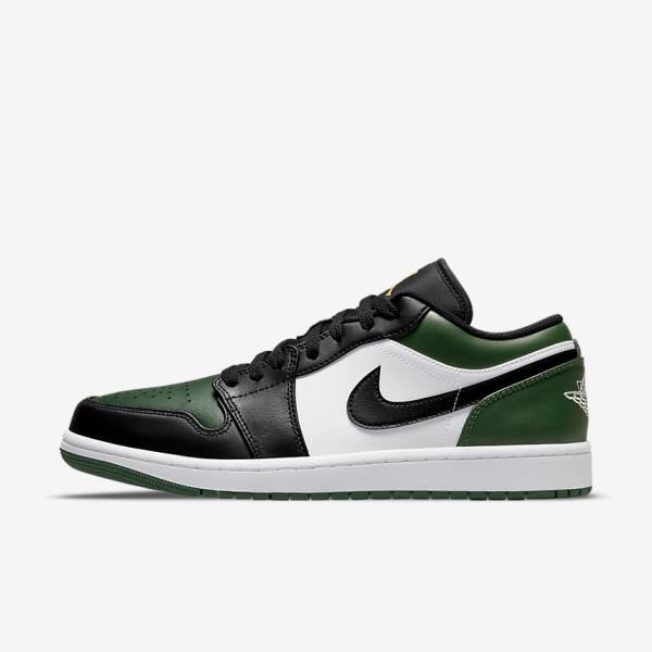 Green / White / Black Nike Air Jordan 1 Low Men\'s Jordan Shoes | NK025ZIQ