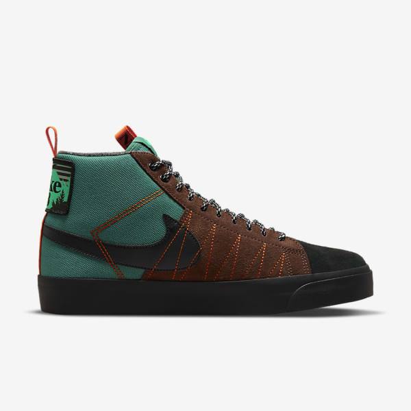 Green / White / Orange / Black Nike SB Zoom Blazer Mid Premium Women's Skate Shoes | NK236FXB