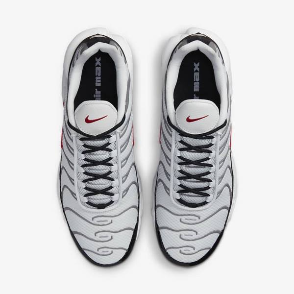 Grey / Black / Red Nike Air Max Plus Men's Sneakers | NK642RUV