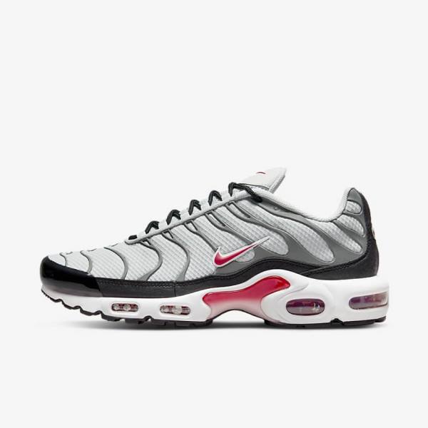 Grey / Black / Red Nike Air Max Plus Men\'s Sneakers | NK642RUV