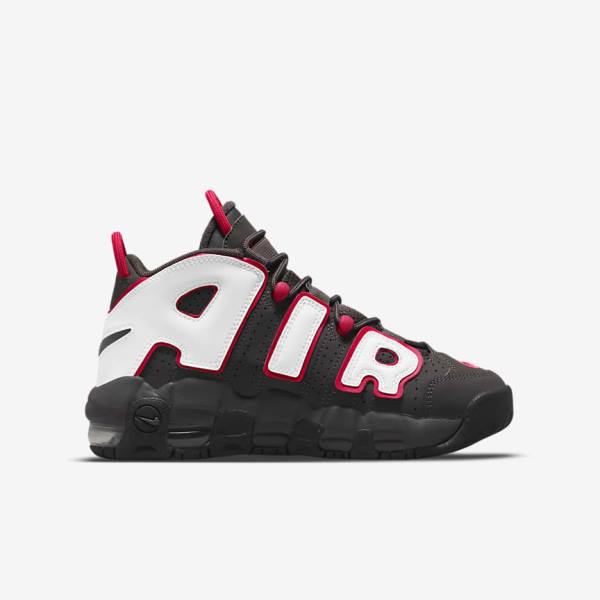 Grey / Black / Red / White Nike Air More Uptempo Older Kids' Sneakers | NK804VDF