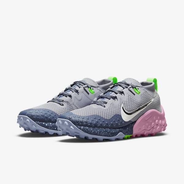 Grey / Blue / Light Blue / Green Nike Wildhorse 7 Trail Women's Running Shoes | NK936DGZ