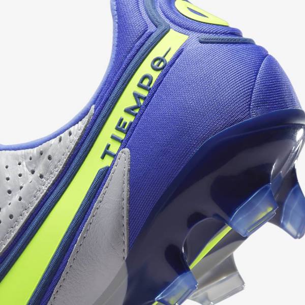 Grey / Blue Nike Tiempo Legend 9 Elite FG Firm-Ground Women's Football Shoes | NK531QIU