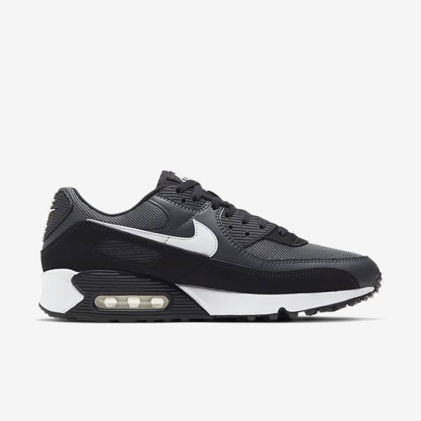 Grey / Dark Grey / Black / White Nike Air Max 90 Men's Sneakers | NK560QRX