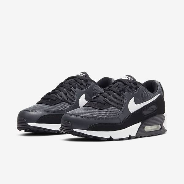 Grey / Dark Grey / Black / White Nike Air Max 90 Men's Sneakers | NK560QRX