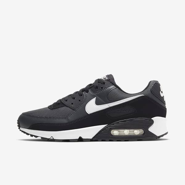 Grey / Dark Grey / Black / White Nike Air Max 90 Men\'s Sneakers | NK560QRX