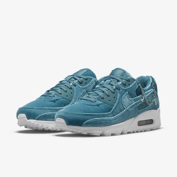 Grey Green / Metal Silver / White / Grey Green Nike Air Max 90 Premium Women's Sneakers | NK356NOR