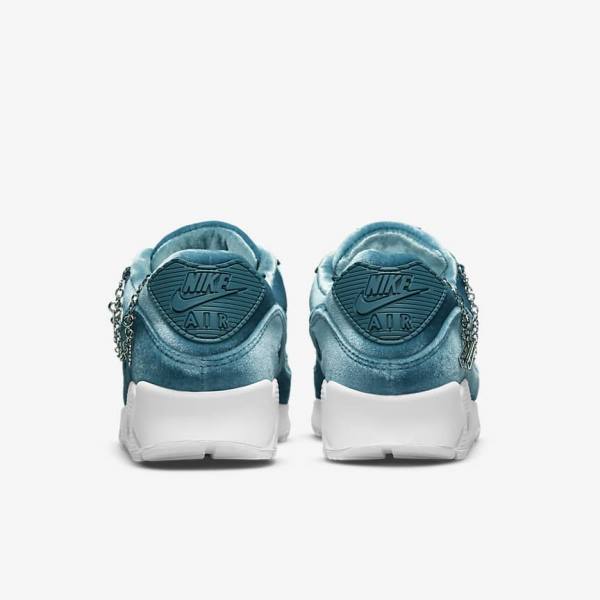 Grey Green / Metal Silver / White / Grey Green Nike Air Max 90 Premium Women's Sneakers | NK356NOR