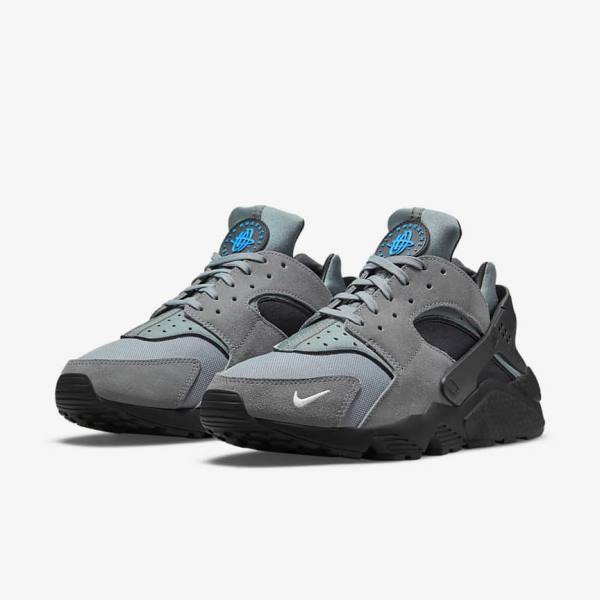 Grey / Light Blue / Black / Metal Silver Nike Air Huarache Men's Sneakers | NK356GRE