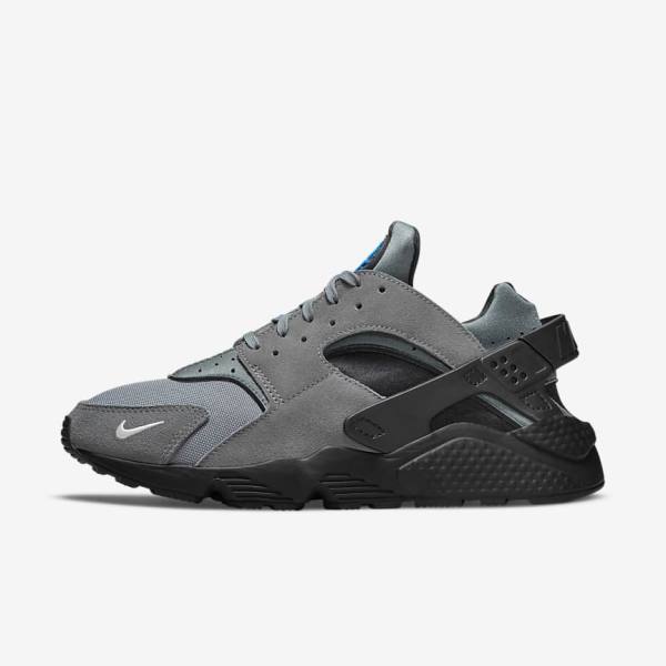 Grey / Light Blue / Black / Metal Silver Nike Air Huarache Men\'s Sneakers | NK356GRE