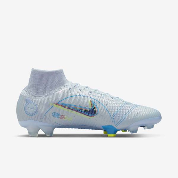 Grey / Light Blue / Blue Nike Mercurial Superfly 8 Elite FG Firm-Grounds Women's Football Shoes | NK295HQK