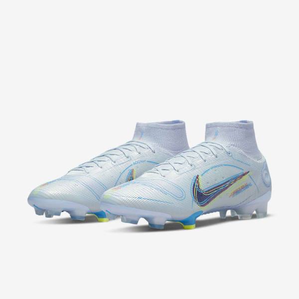 Grey / Light Blue / Blue Nike Mercurial Superfly 8 Elite FG Firm-Grounds Women's Football Shoes | NK295HQK