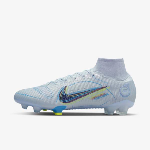 Grey / Light Blue / Blue Nike Mercurial Superfly 8 Elite FG Firm-Grounds Men\'s Football Shoes | NK750NZG