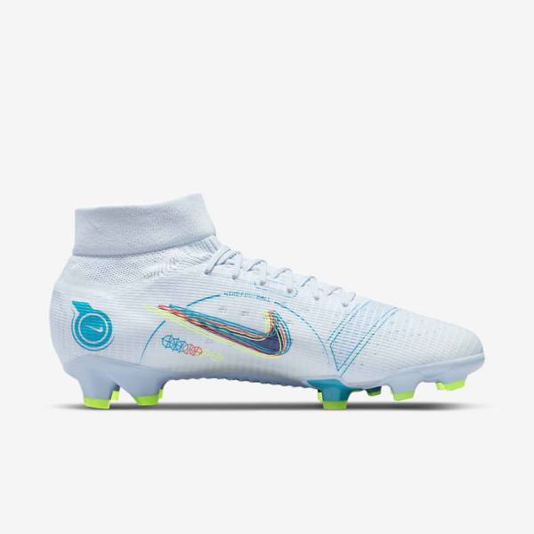 Grey / Light Blue / Dark Blue Nike Mercurial Superfly 8 Pro FG Firm-Ground Women's Football Shoes | NK162CYN