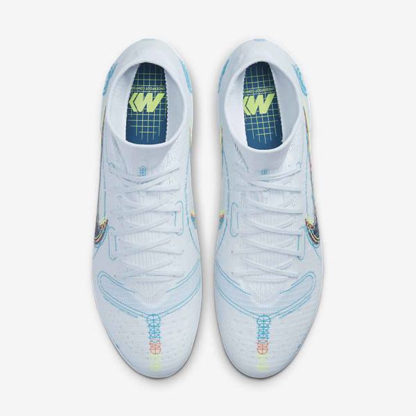 Grey / Light Blue / Dark Blue Nike Mercurial Superfly 8 Pro FG Firm-Ground Women's Football Shoes | NK162CYN